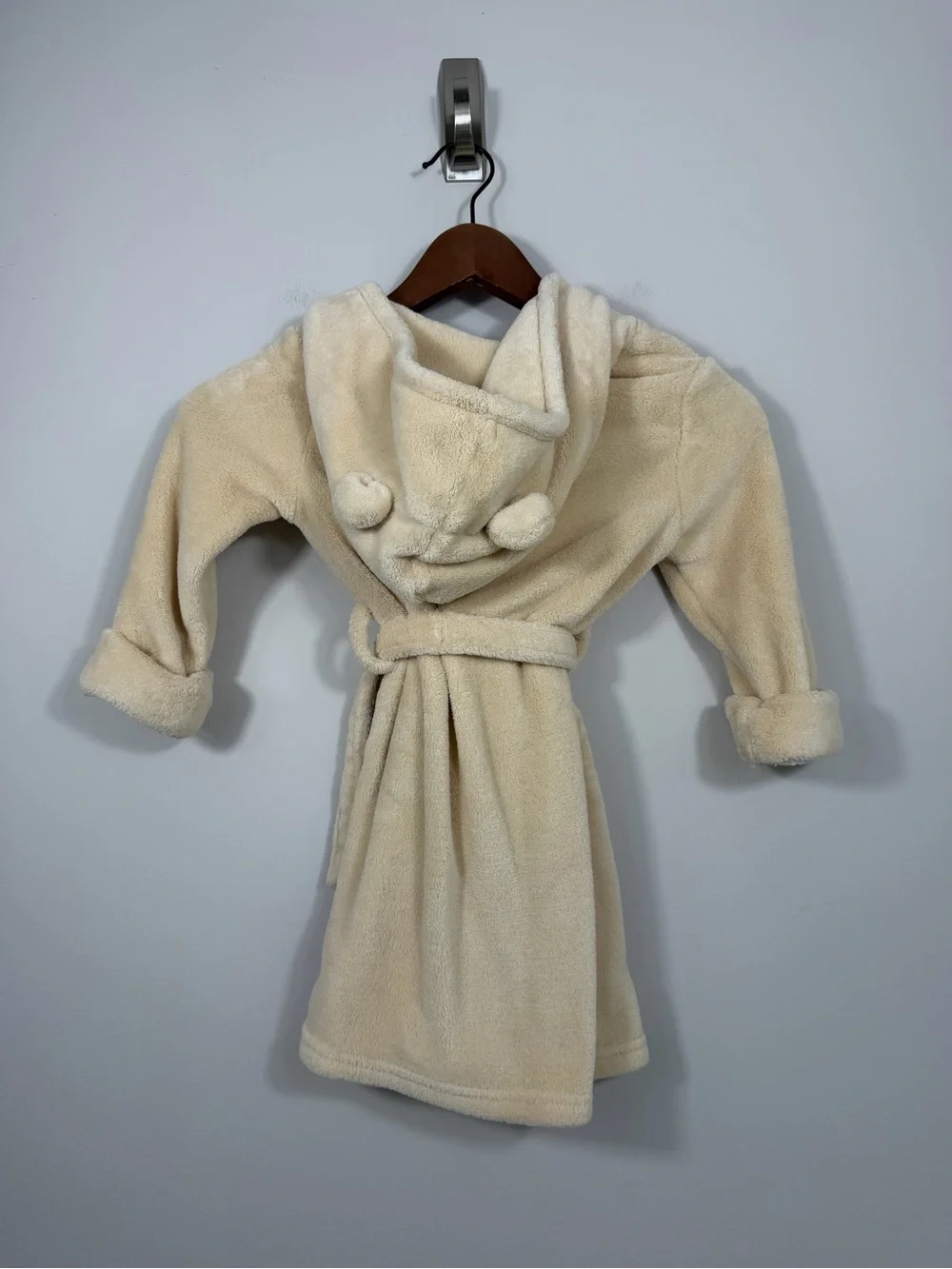 Baby Gap Toddler 3T Cream Plush Bear Hooded Fleece Bath Robe Cozy
